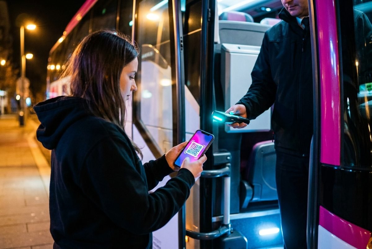 Validación del ticket QR al abordar el bus TUPAX